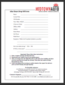 Need to drop off over night? Use our PDF form and visit our Overnight 
